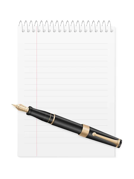 ペンと白い背景の上のノートブック ベクトル図 — ストックベクタ