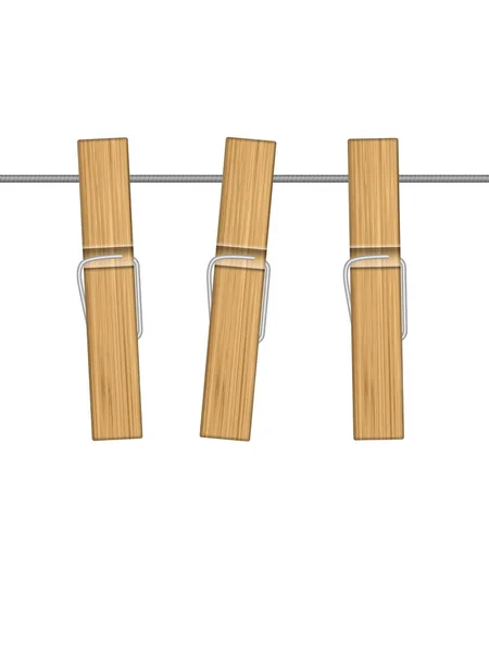 Ahşap Clothespins Ipe Asmak Vektör Çizim — Stok Vektör