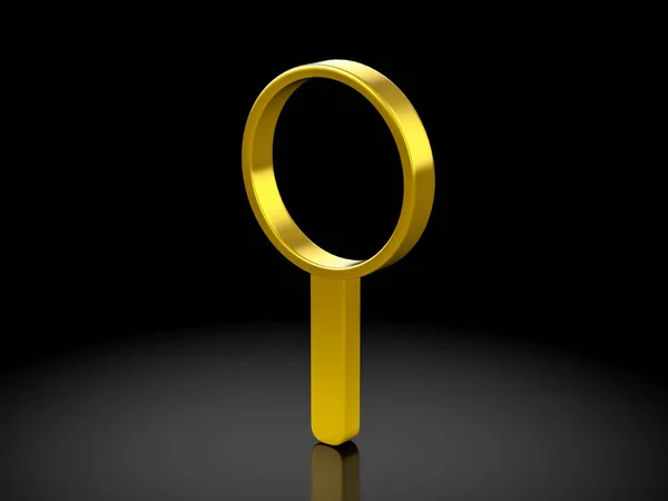 Guld förstoringsglas symbol — Stockfoto