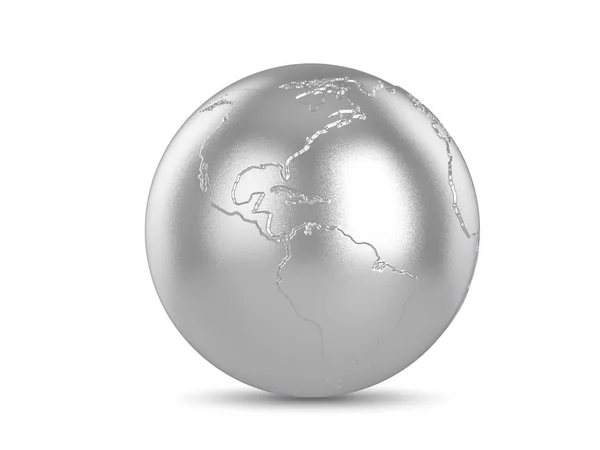 Silver World Globe — Stockfoto