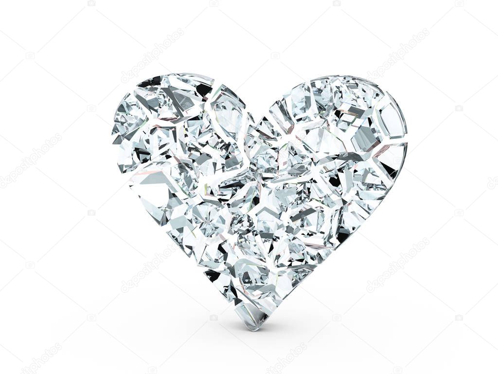 Broken glass heart symbol