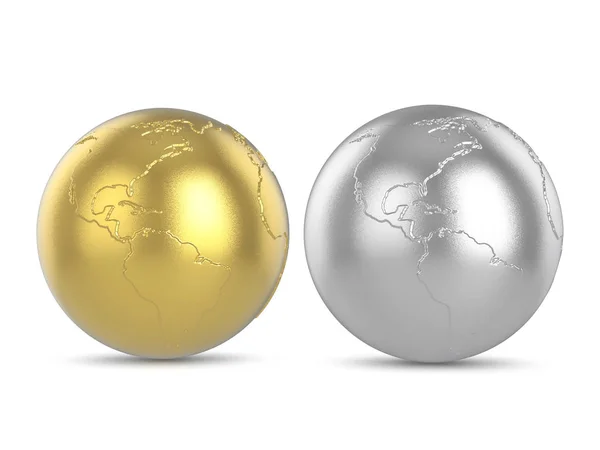 Gold und Silber Weltkugel — Stockfoto