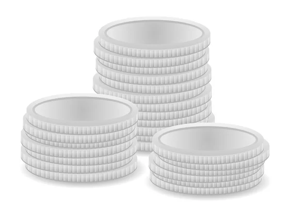 Monedas de plata — Vector de stock