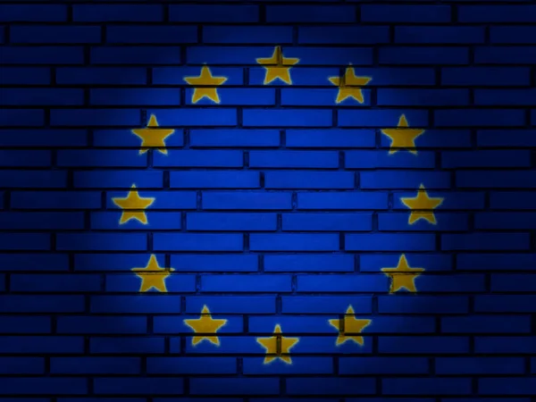 EU vlag bakstenen muur — Stockfoto