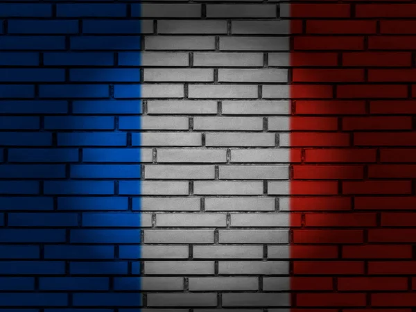 Francja flaga ceglana ściana — Zdjęcie stockowe