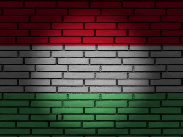 헝가리 국기 벽돌 벽 — 스톡 사진