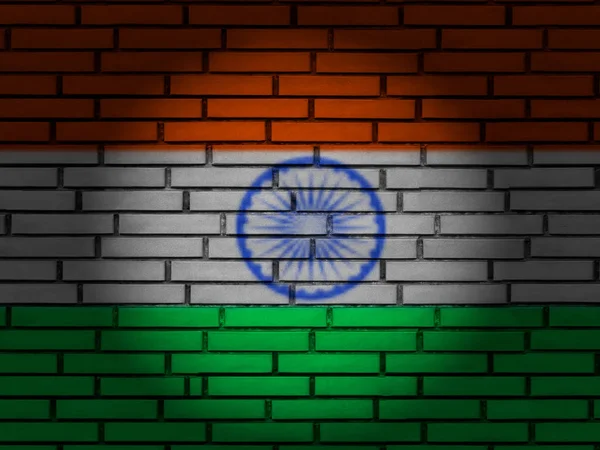 Índia bandeira parede de tijolo — Fotografia de Stock