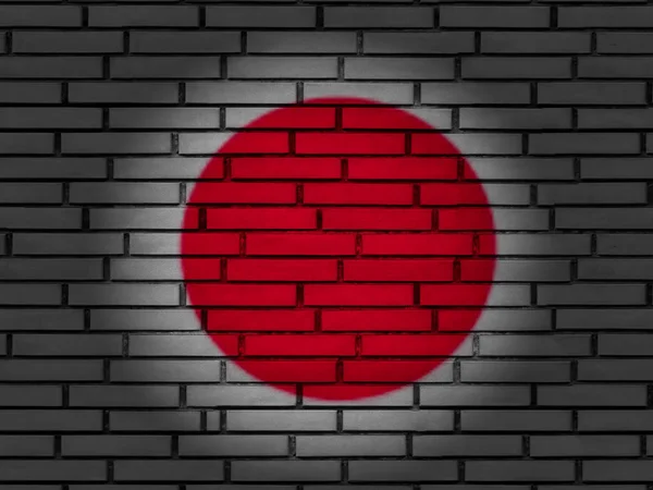 Japonská vlajka cihlové zdi — Stock fotografie