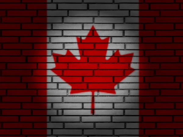 Kanada bayrak tuğla duvar — Stok fotoğraf