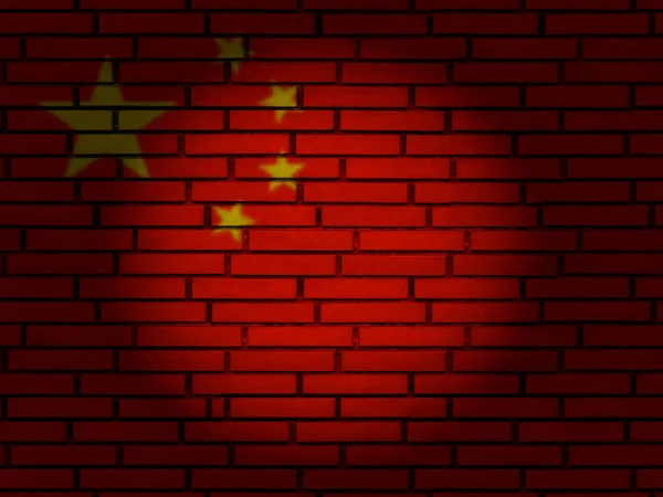 Chiny flaga Mur ceglany — Zdjęcie stockowe