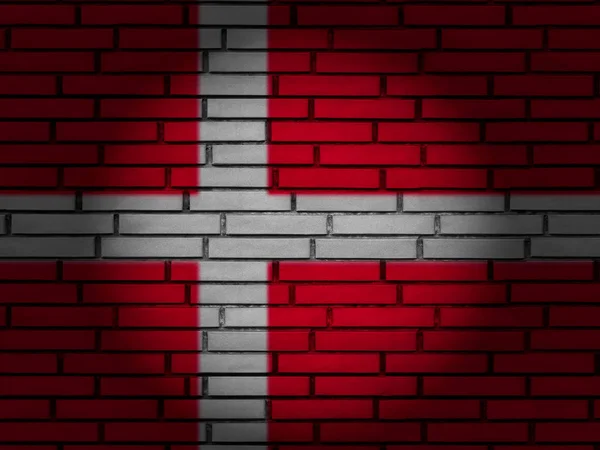 丹麦国旗砖墙 — 图库照片