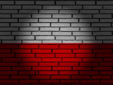 Polonya bayrak tuğla duvar