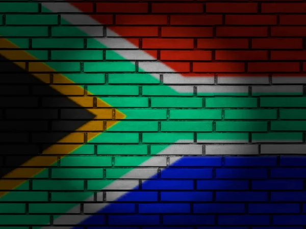 Güney Afrika bayrak tuğla duvar — Stok fotoğraf