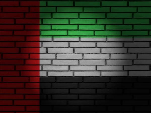 Pared de ladrillo bandera de los EAU — Foto de Stock