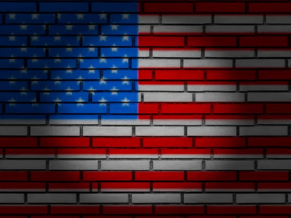 ABD bayrak tuğla duvar — Stok fotoğraf