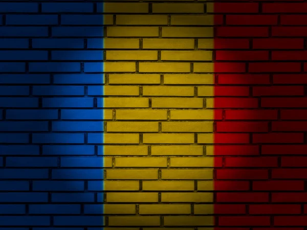 Romania flag brick wall — Stock Photo, Image