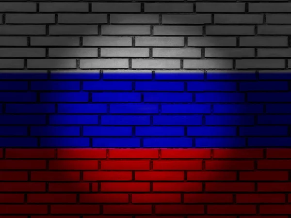 러시아 플래그 벽돌 벽 — 스톡 사진