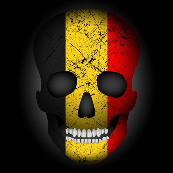 Dödskalle flagga Belgien — Stock vektor