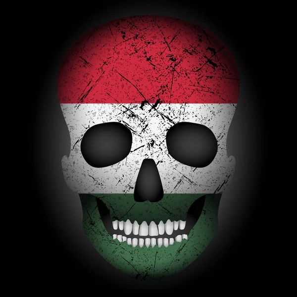 Bandera del cráneo Hungría — Vector de stock