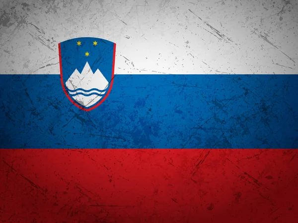 Grunge Slovenien Flagga Strukturerad Bakgrund Vektorillustration — Stock vektor