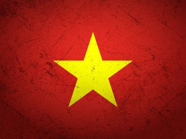 Grunge Vietnam bayrağı arka planda. Vektör illüstrasyonu.