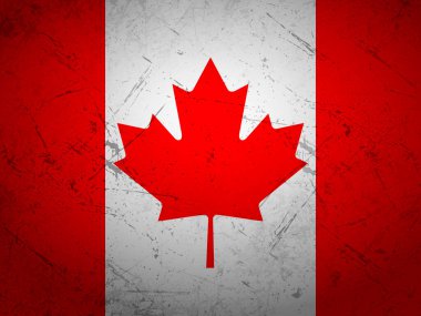 Grunge Canada bayrağı arka planda. Vektör illüstrasyonu.