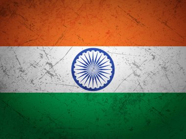 Grunge Hindistan bayrağı desenli arka plan. Vektör illüstrasyonu.