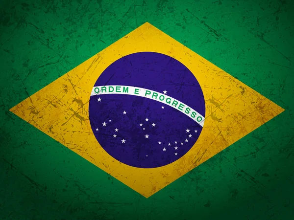 Grunge Brazil Flag Textured Background Vector Illustration — Stock Vector