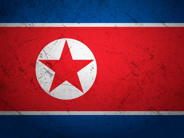 Grunge Severní Korea Vlajka Texturované Pozadí Vektorová Ilustrace — Stockový vektor