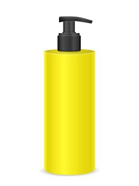 Beyaz arka planda sıvı sabun. Vektör illüstrasyonu.