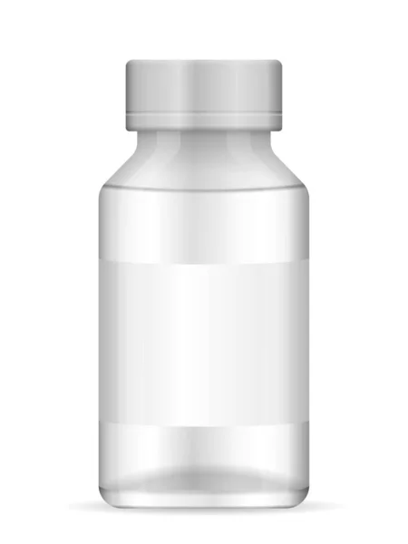 Γυάλινο Ιατρικό Μπουκάλι Λευκό Φόντο Εικονογράφηση Διανύσματος — Διανυσματικό Αρχείο