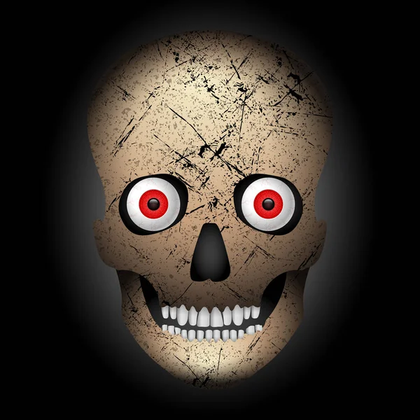 Skull Black Background Vector Illustration — Stock Vector