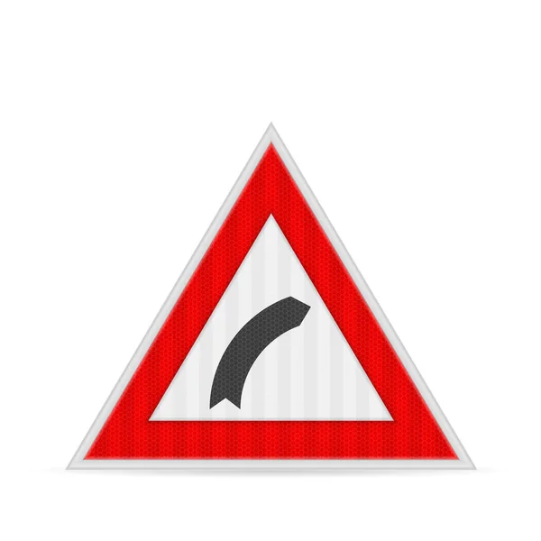 Curve Right Road Sign White Background Vector Illustration — Stock Vector