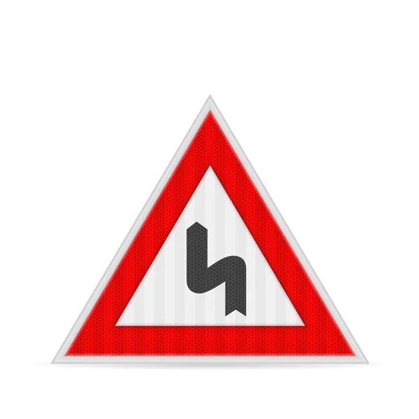 Double Curve Road Sign White Background Vector Illustration — Stock Vector