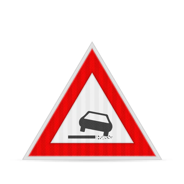 Loose Gravel Road Sign White Background Vector Illustration — Stock Vector