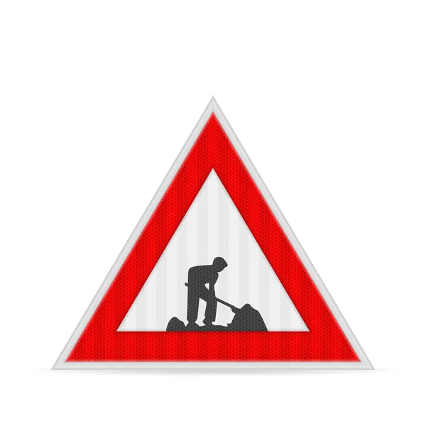 Road Works Road Sign White Background Vector Illustration — Stock Vector