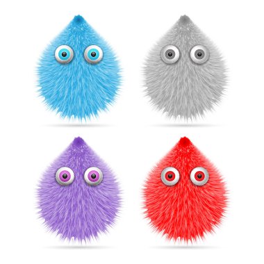 Hairy cartoons on a white background. Vector illustration. clipart