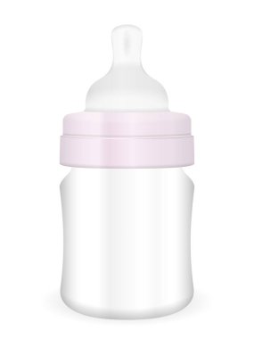 Beyaz arka planda beslenme şişesi var. Vektör illüstrasyonu.