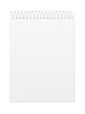 Beyaz arka planda bir defter. Vektör illüstrasyonu.