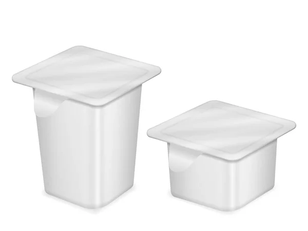 Paquete Yogur Plástico Sobre Fondo Blanco — Vector de stock