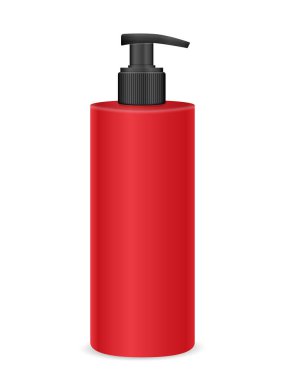 Beyaz arka planda sıvı sabun. Vektör illüstrasyonu.