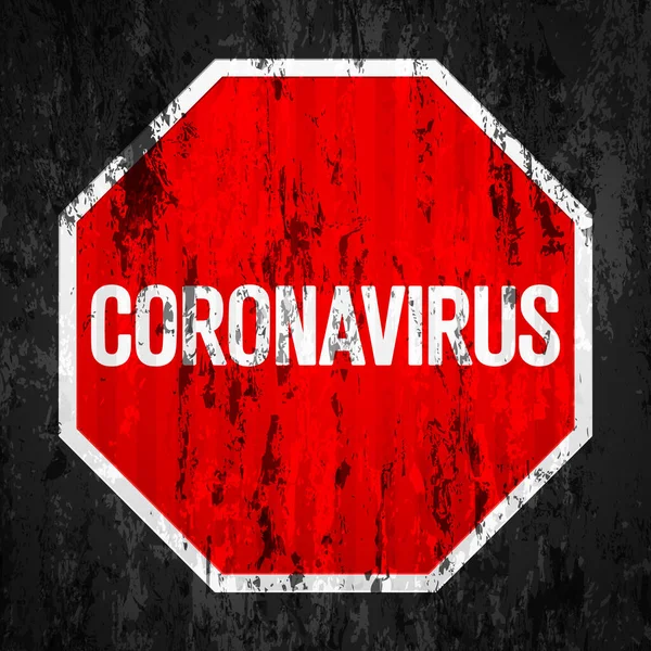 Coronavirus Cartello Stradale Grunge Texture Sfondo Illustrazione Vettoriale — Vettoriale Stock