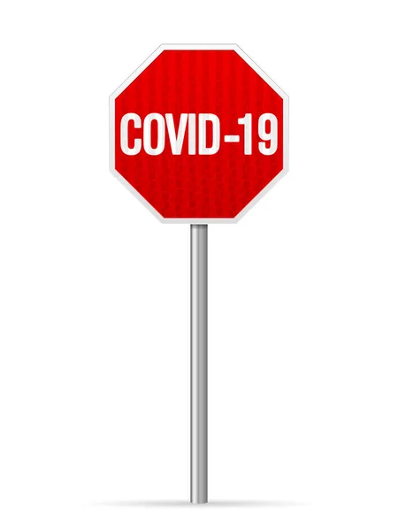 Panneau Signalisation Covid Sur Fond Blanc Illustration Vectorielle — Image vectorielle