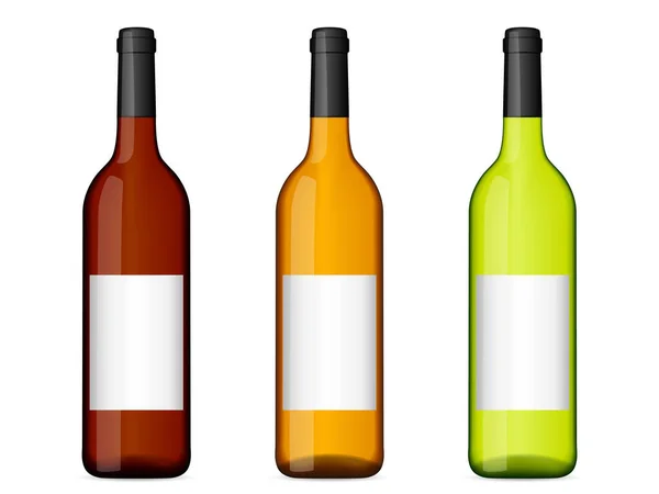Beyaz Arka Planda Şarap Şişeleri Vektör Illüstrasyonu — Stok Vektör