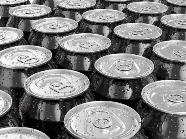 Aluminium Blikjes Met Condesatie Vormden Achtergrond Illustratie — Stockfoto