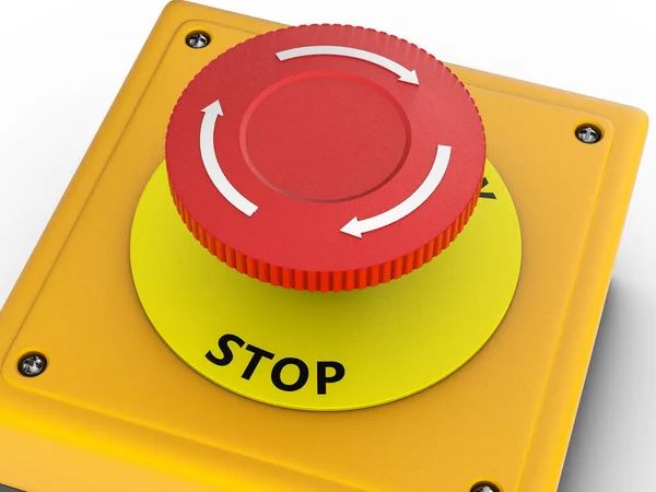 Emergency Stop Button White Background Illustration — Stock Photo, Image