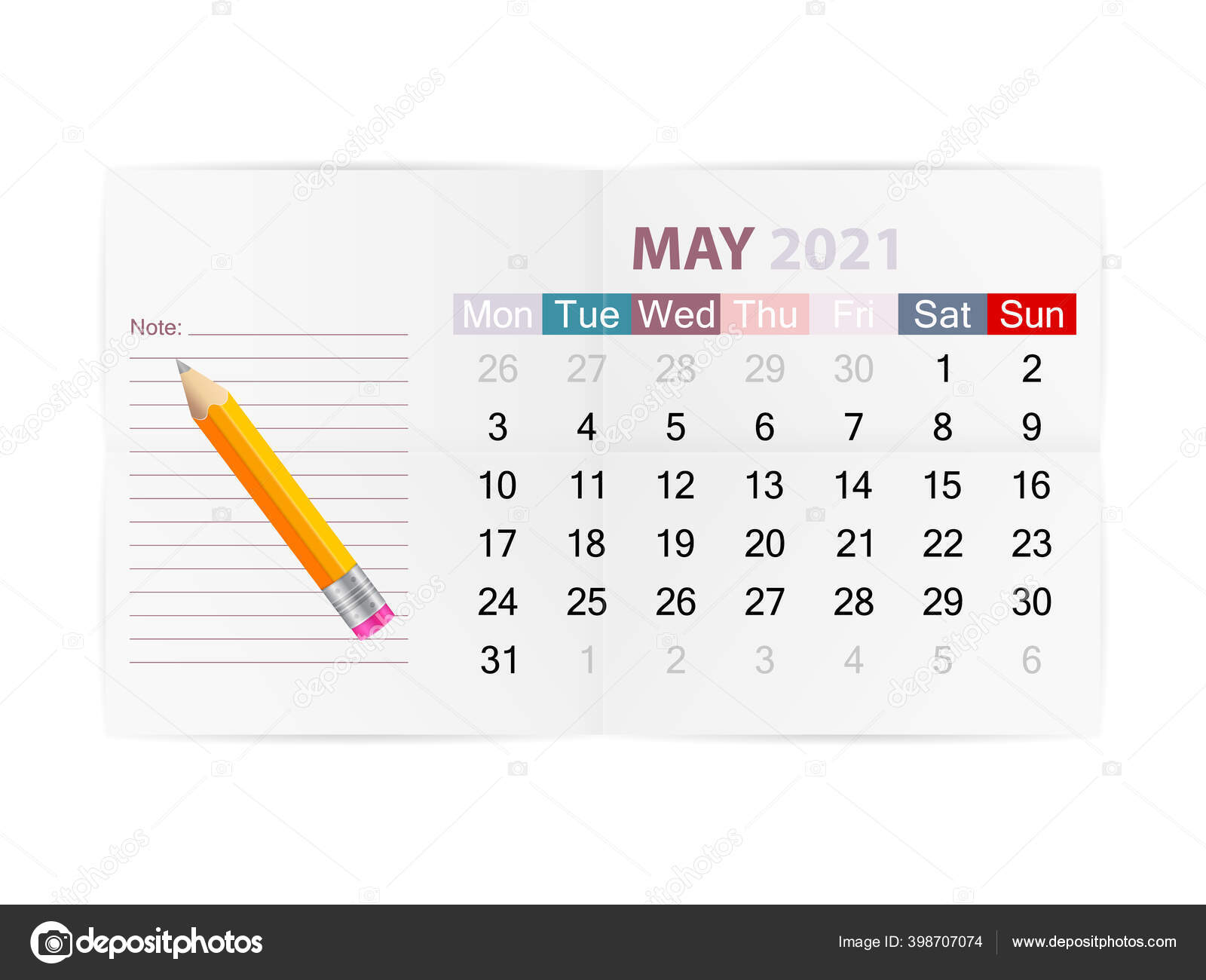 カレンダー21年5月白を背景に ベクターイラスト ストックベクター C Julydfg