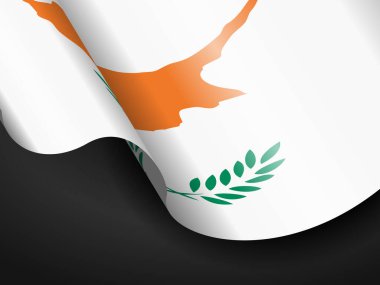 Siyah arka planda Kıbrıs bayrağı sallıyor. Vektör illüstrasyonu.