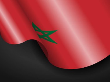 Siyah arka planda Fas bayrağı sallıyor. Vektör illüstrasyonu.