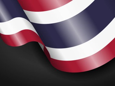 Siyah arka planda Tayland bayrağı sallıyor. Vektör illüstrasyonu.